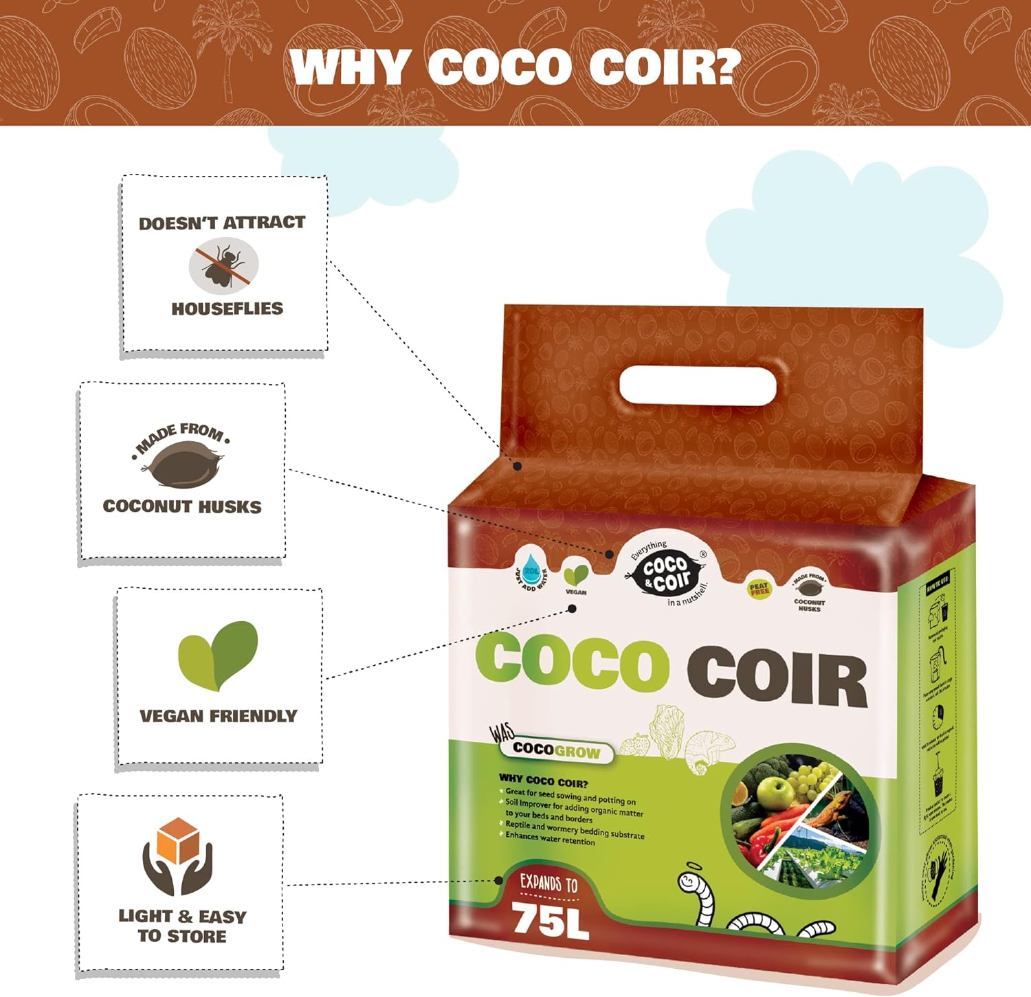 Coir Compost - 75L - 100% organic