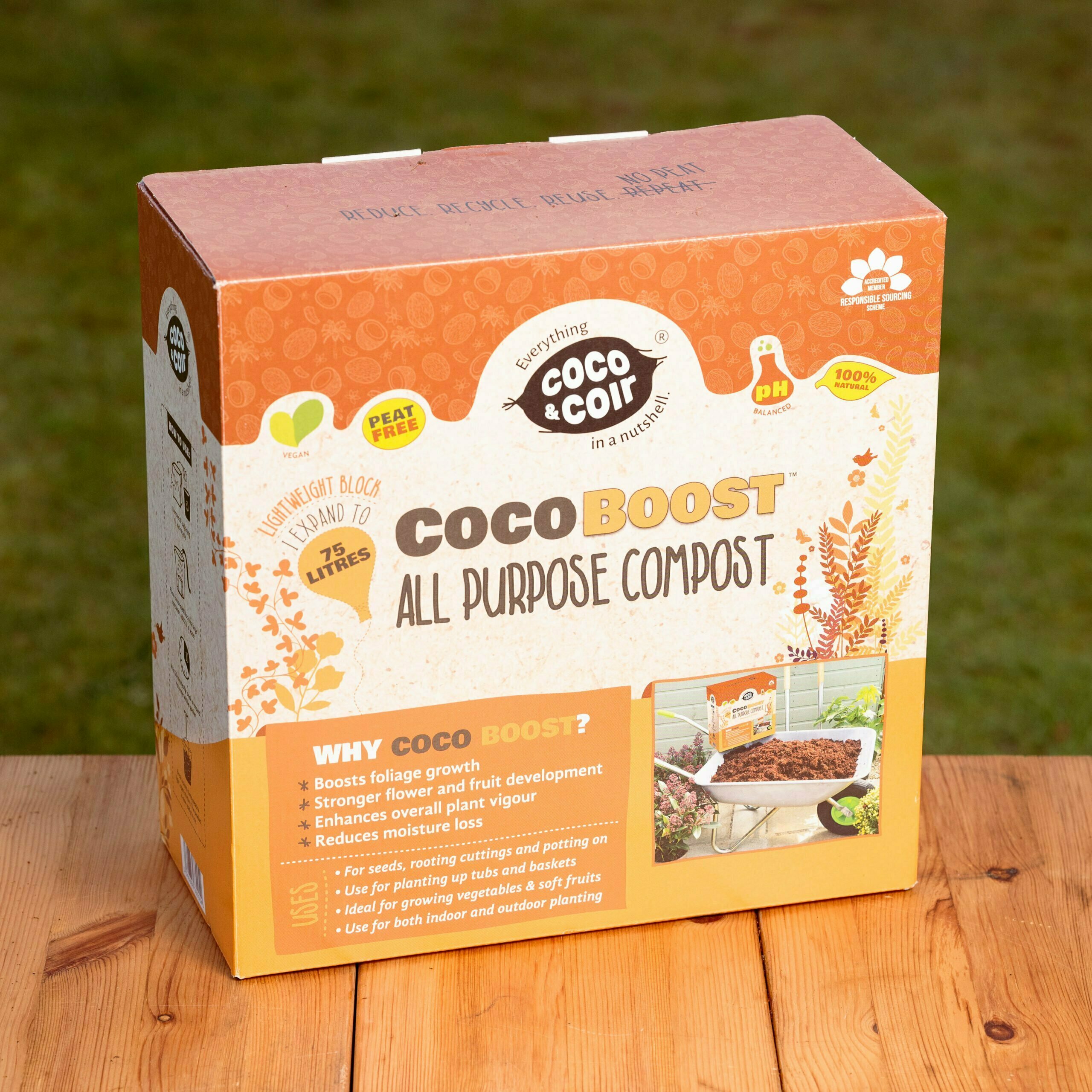 Torffreier Allzweckkompost gedüngt mit NPK - Coco Boost 5kg (75L)