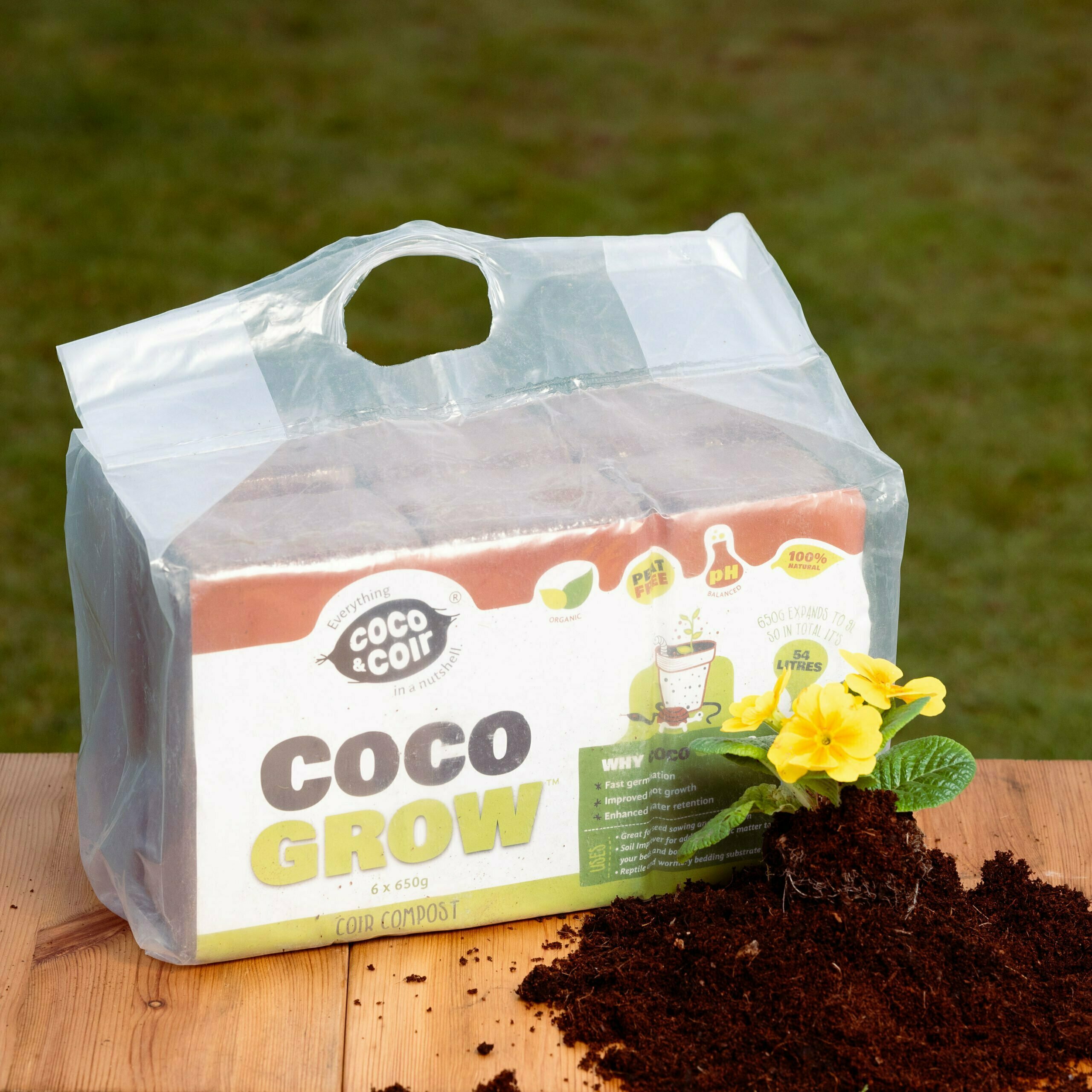 Organischer torffreier Kompost - Coco Grow 6x 650g (54L)