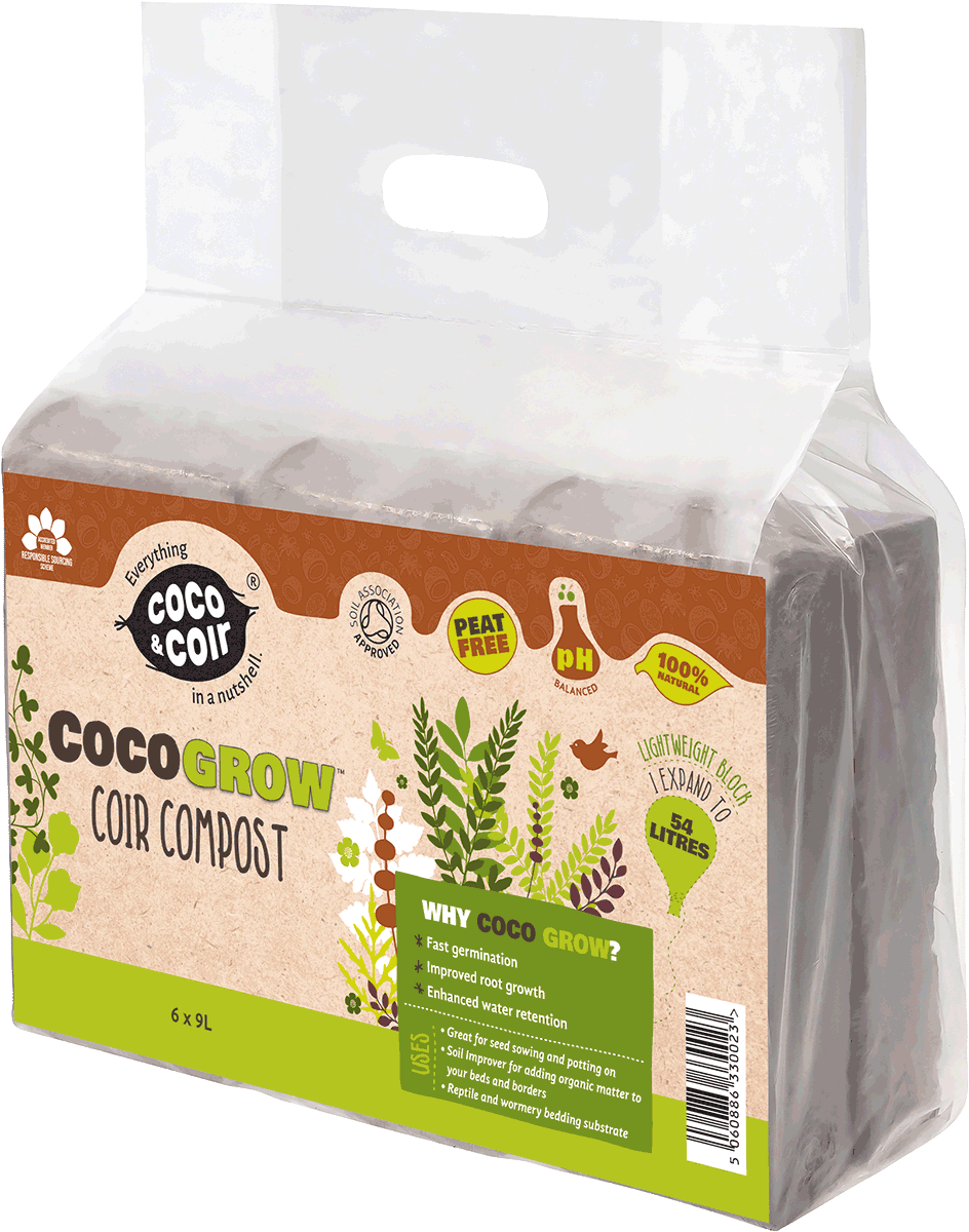 Organischer torffreier Kompost - Coco Grow 6x 650g (54L)